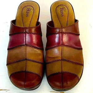 Bass Shoes "Hannah" Clogs EUC Like-New Shades of Brown Leather Womens Sz 5